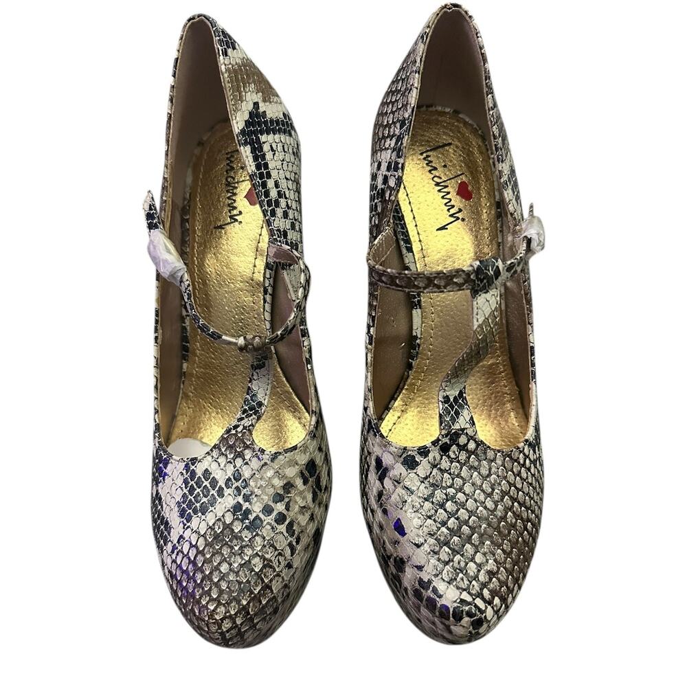 Luichiny Sexy Snakeskin Stiletto 5.5" Mary Jane Platform Heel Tilda 8.5M Retro - Picture 6 of 9